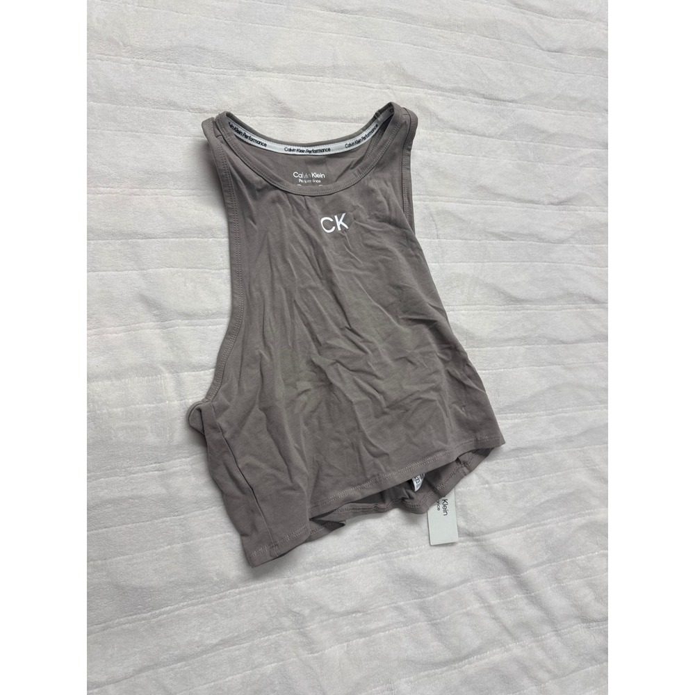 Calvin Klein Performance‎ Racerback Crop Top Beige Size XL